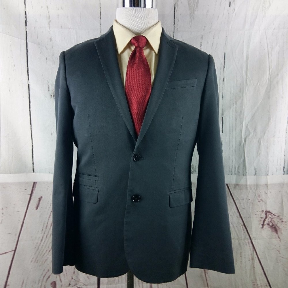 Express Photographer Fitted 40R 2 Button Gray Suit Blazer Sport Coat